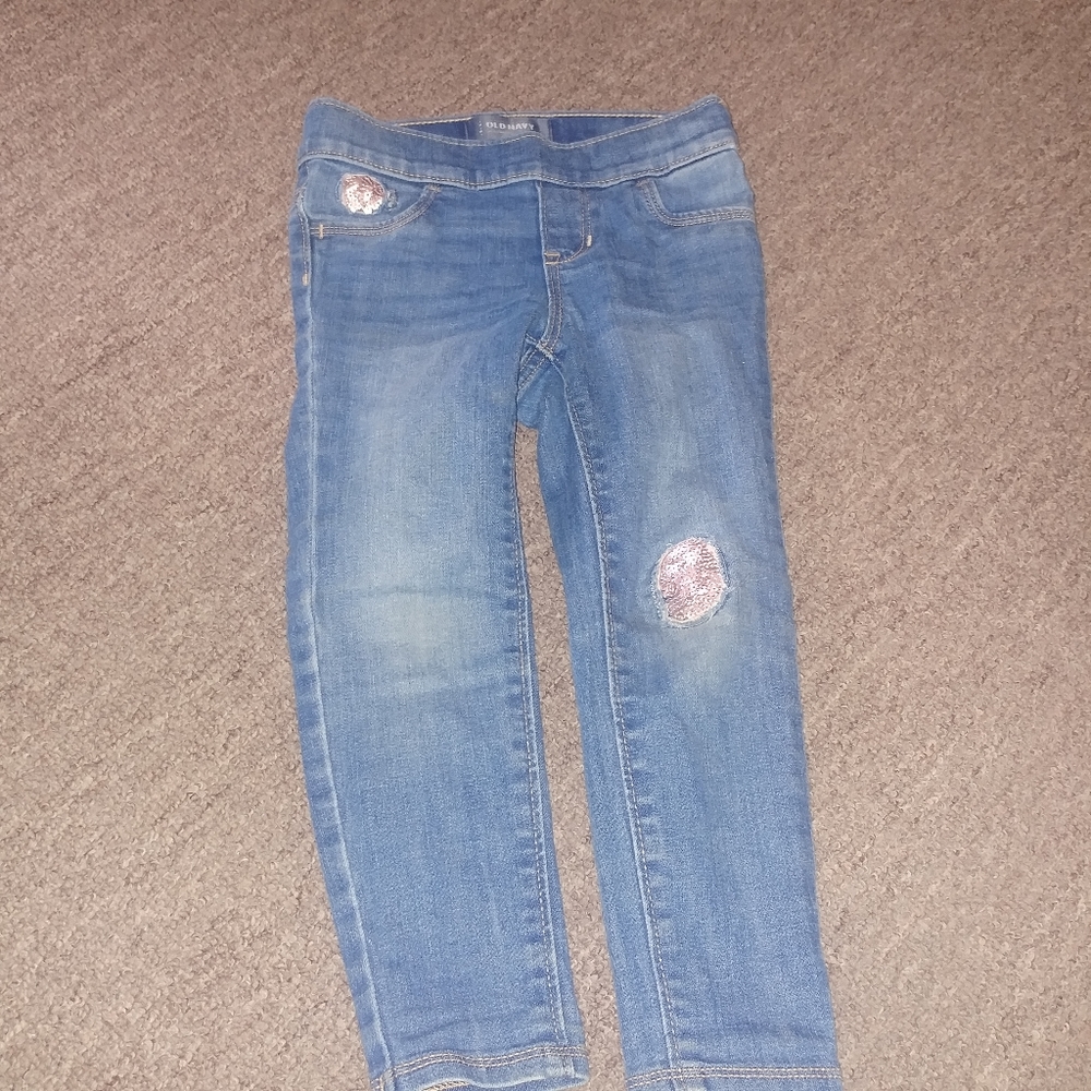 Old navy | pink sequin skinny jeans xs 5